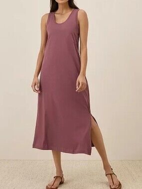 Pact Organic Cotton Softspun Tank Midi Dress In Mauve Size Large